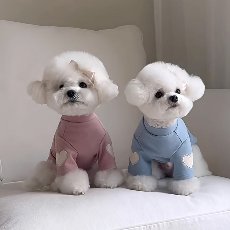 Dog Fleece Shirts 3 Pack for Small and Medium Dogs, Thin Heart-Style Two-Leg Base Layer Pet Clothes in Two Color Sets, Sizes S to XL for Everyday Outfits