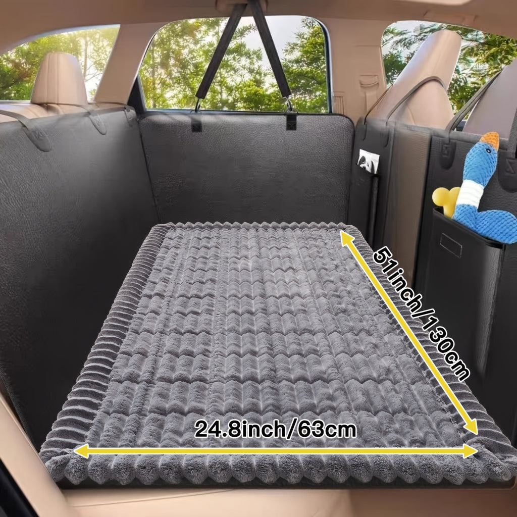 Dog Car Seat Mat with Ribbed Plush Surface, 24.8 x 51.18 Inch Non-Slip Pet Travel Pad in Four Colors for Compatible Cars, SUVs and Trucks