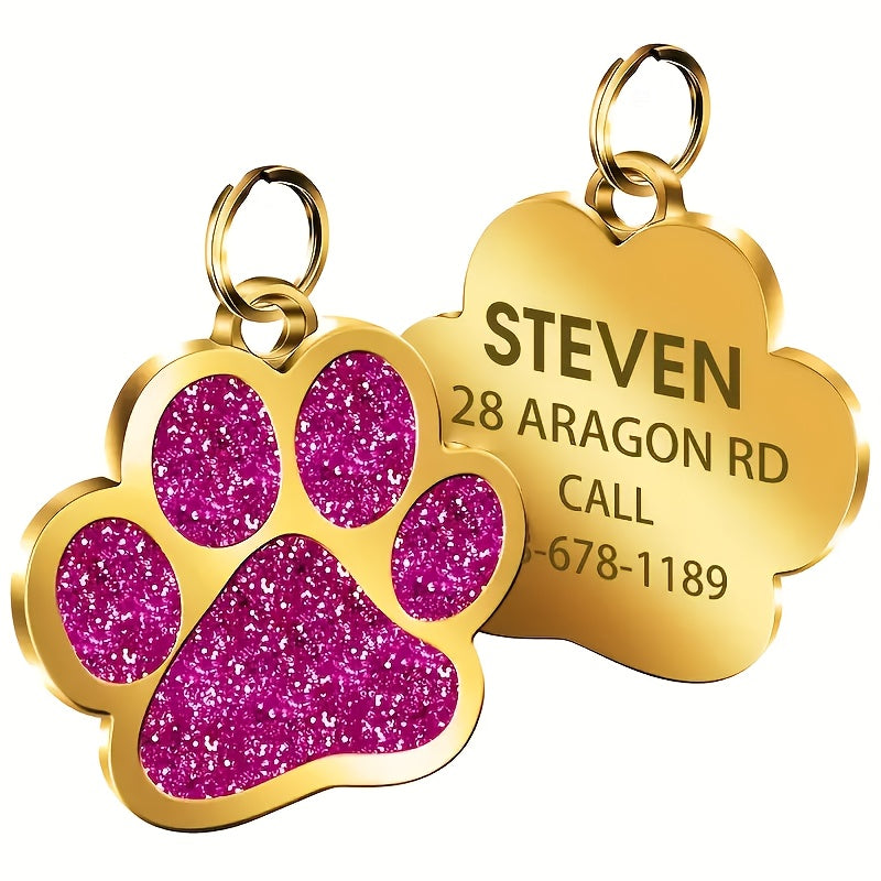 Custom Pet Name Tag for Dogs and Cats, Engraved Name and Phone Number ID in Pink, Red, Rose Red or Ivory White, Single Tag Pet Parent Gift