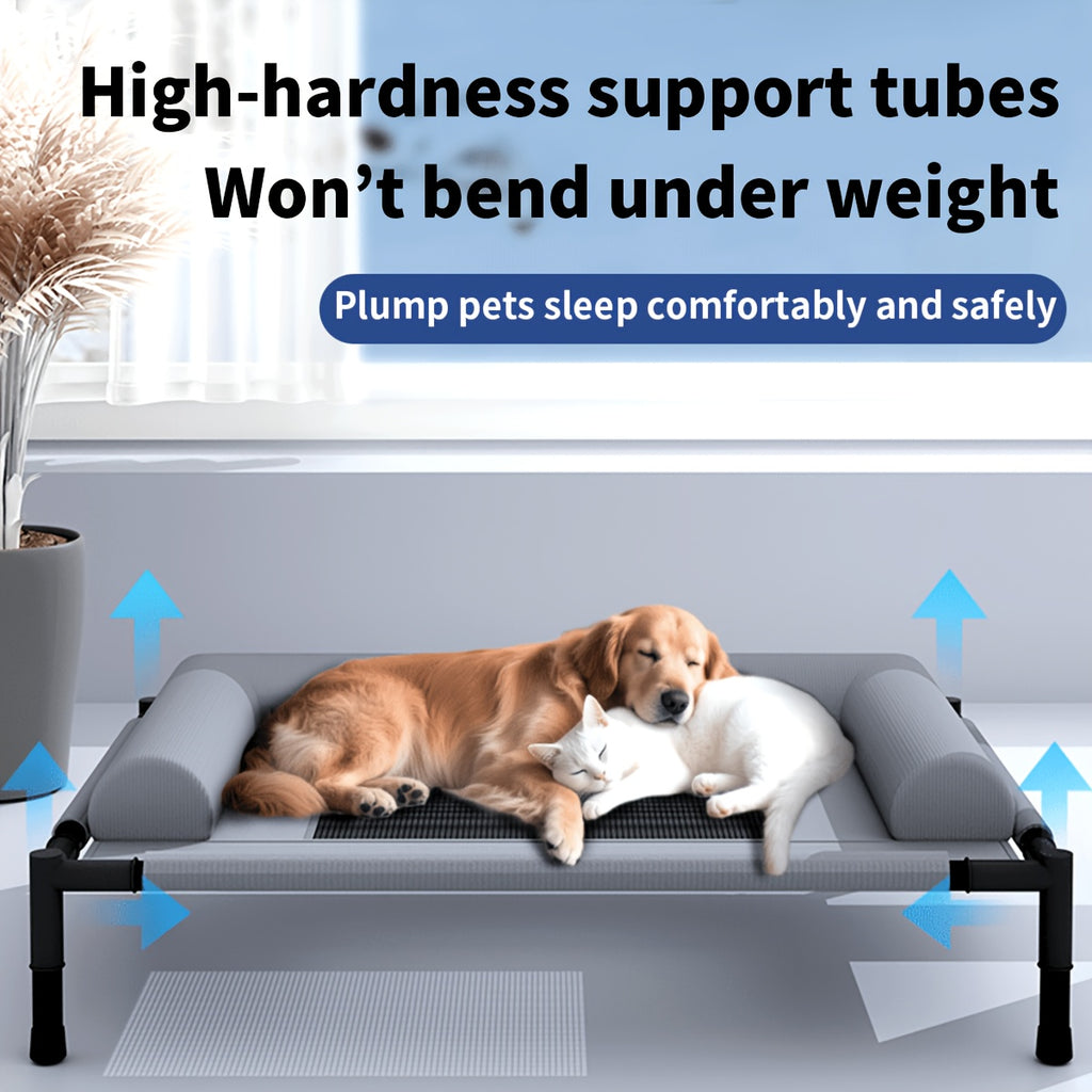 Bolster Elevated Dog Bed with Breathable Mesh Center, Removable Washable Raised Pet Cot for Dogs and Cats, L and XL Home and Travel Rest