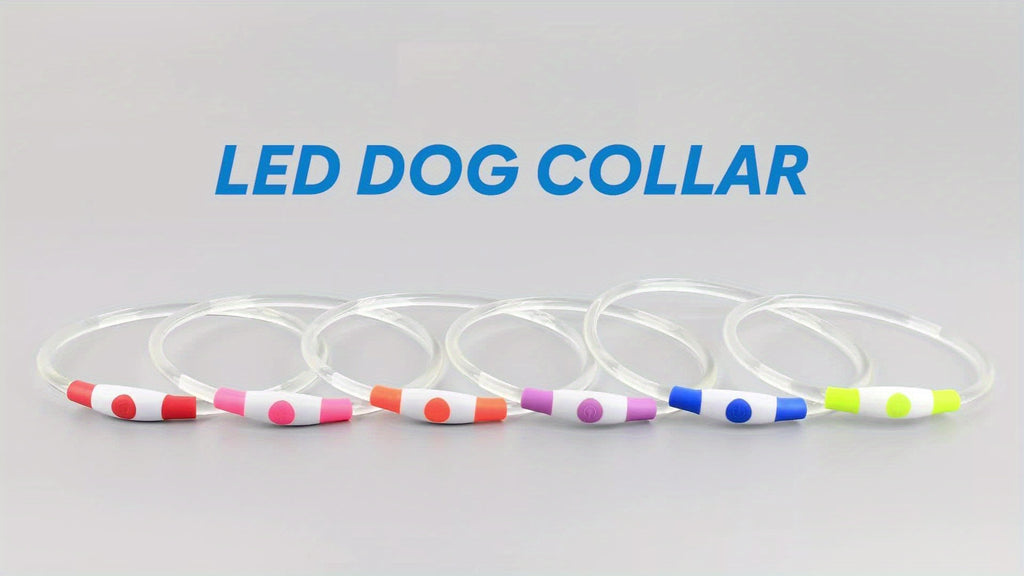 Rechargeable LED Dog Collar with Cut-to-Fit Glow Tube, 3-Mode Light Up Neck Ring for Night Walking and Running, Single and Multi-Pack Color Options