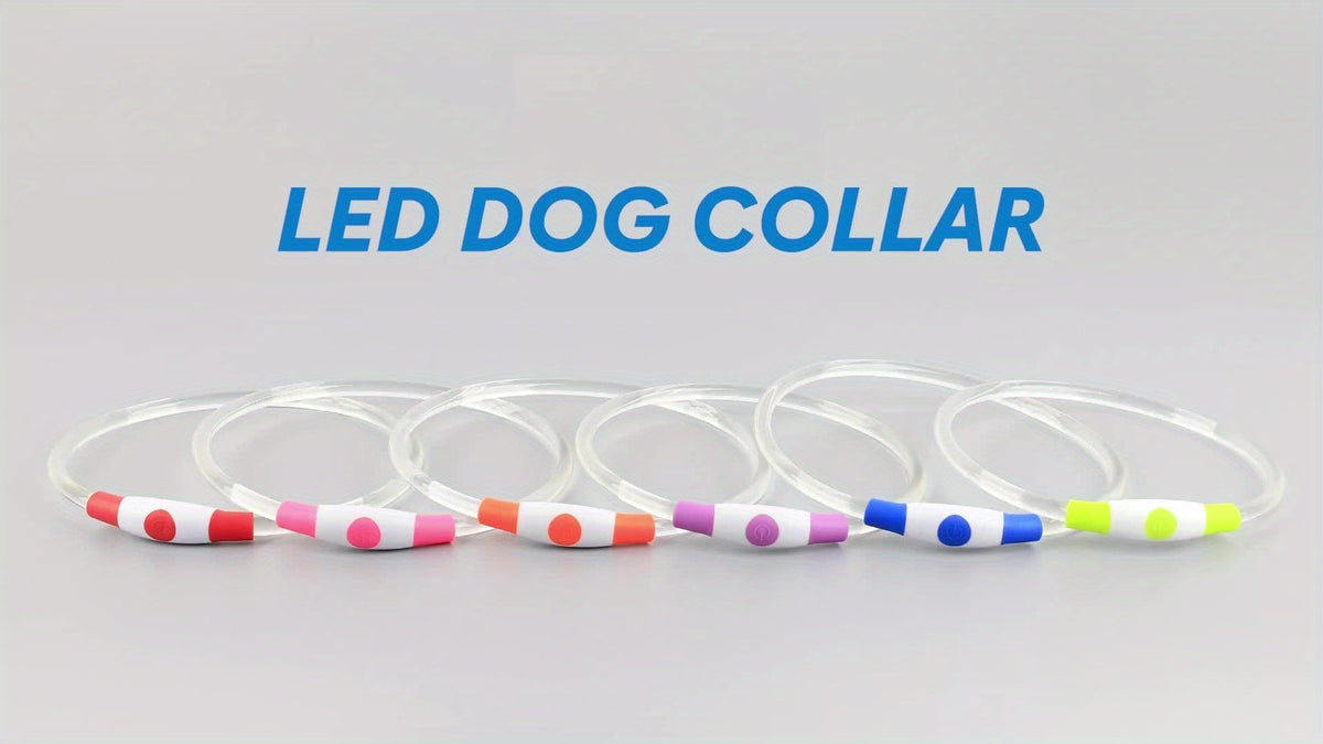 Rechargeable LED Dog Collar with Cut-to-Fit Glow Tube, 3-Mode Light Up Neck Ring for Night Walking and Running, Single and Multi-Pack Color Options