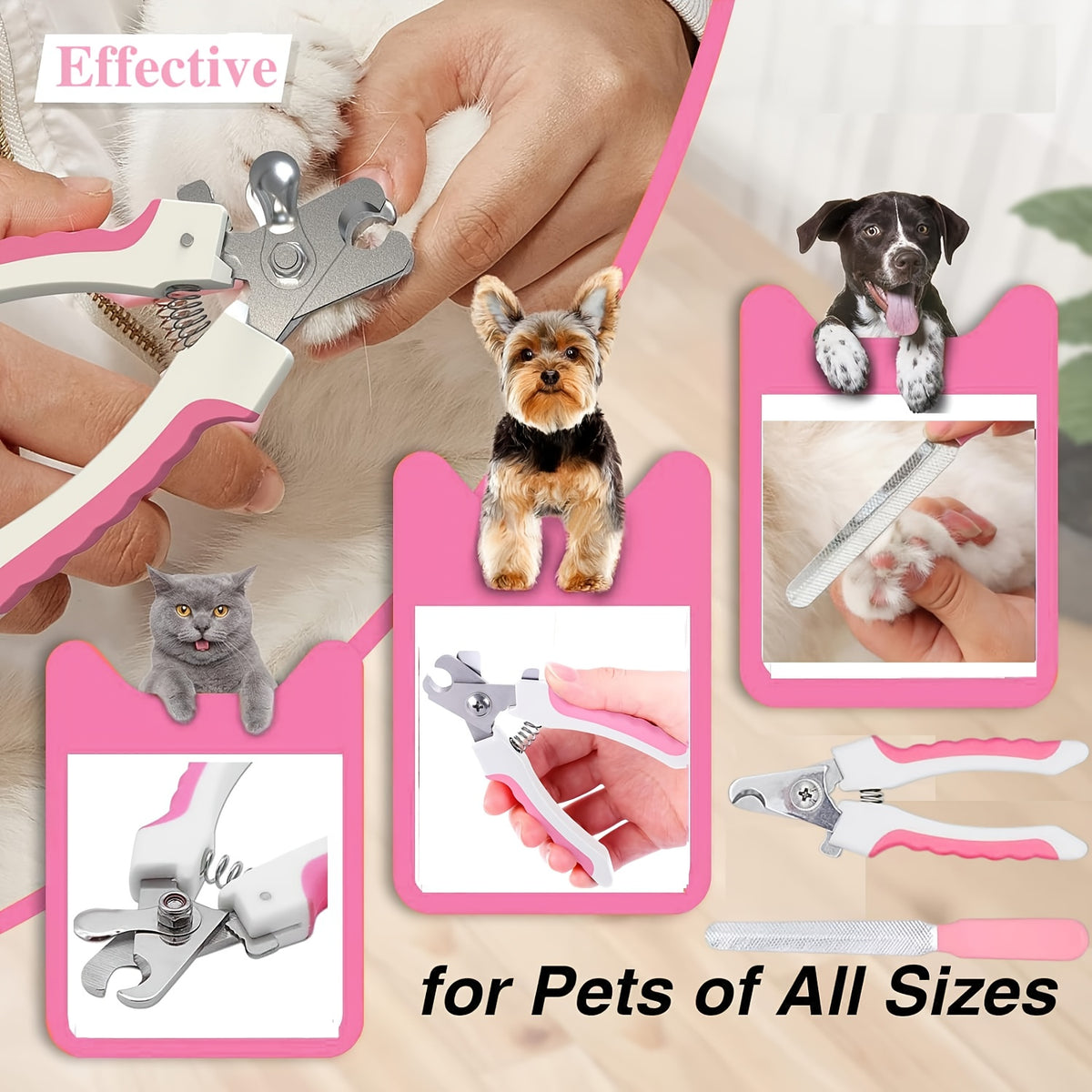 Dog Grooming Tool Set with Self-Cleaning Slicker Brush, Nail Clippers, Comb, Bath Brush and Finger Toothbrushes for At-Home Dog and Cat Care