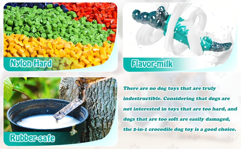 Crocodile Dog Chew Toy for Medium and Large Dogs, Milk-Flavored Textured Chewing Toy for 20–100 lb Pets, Blue and Two-Piece Set Options