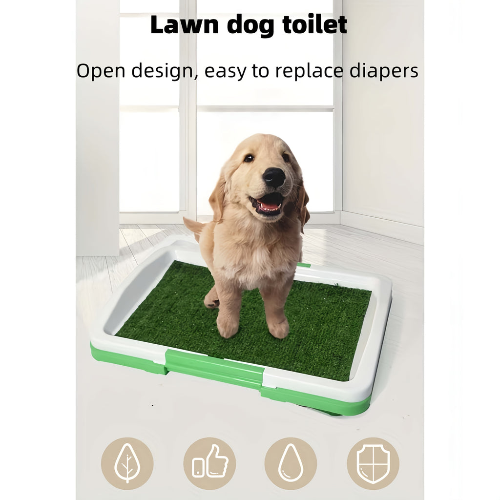 Dog Potty Training Mat with Tray, 20.08 x 13.78 Inch Washable Artificial Grass Puppy Toilet with Three-Layer Design for Home and Travel
