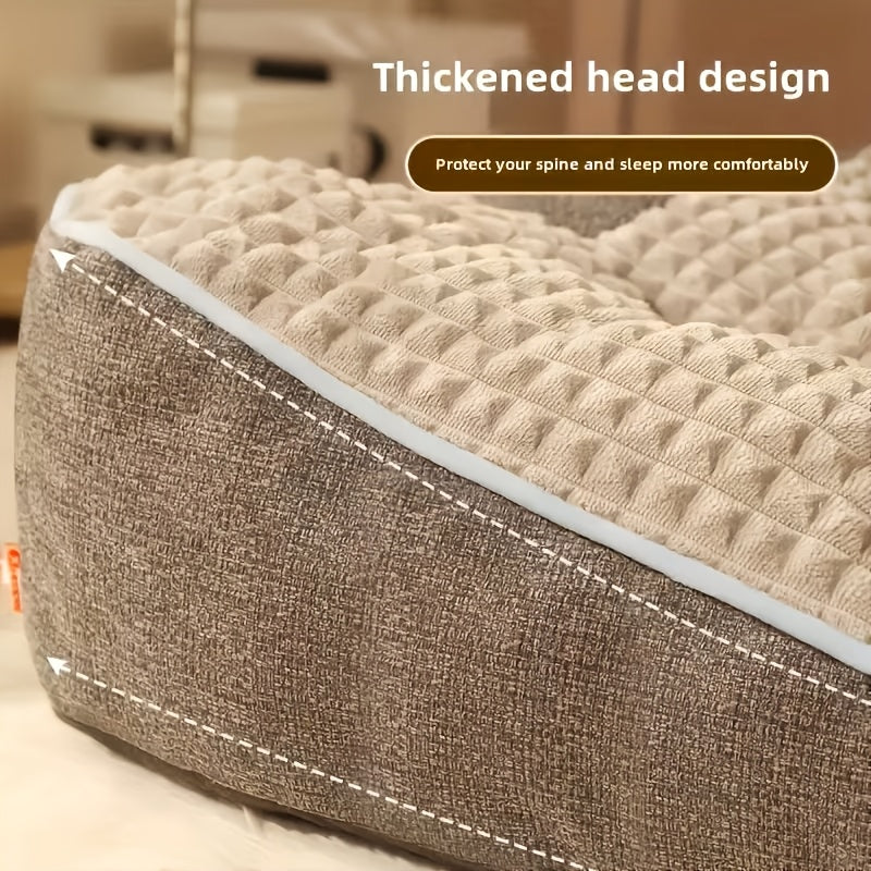 Bolster Dog Sofa Bed in Gray, Medium 25.59 x 19.69 x 7.09 Inch Plush Pet Cushion with Raised Pillow Edges for Cozy Indoor Rest and Lounging