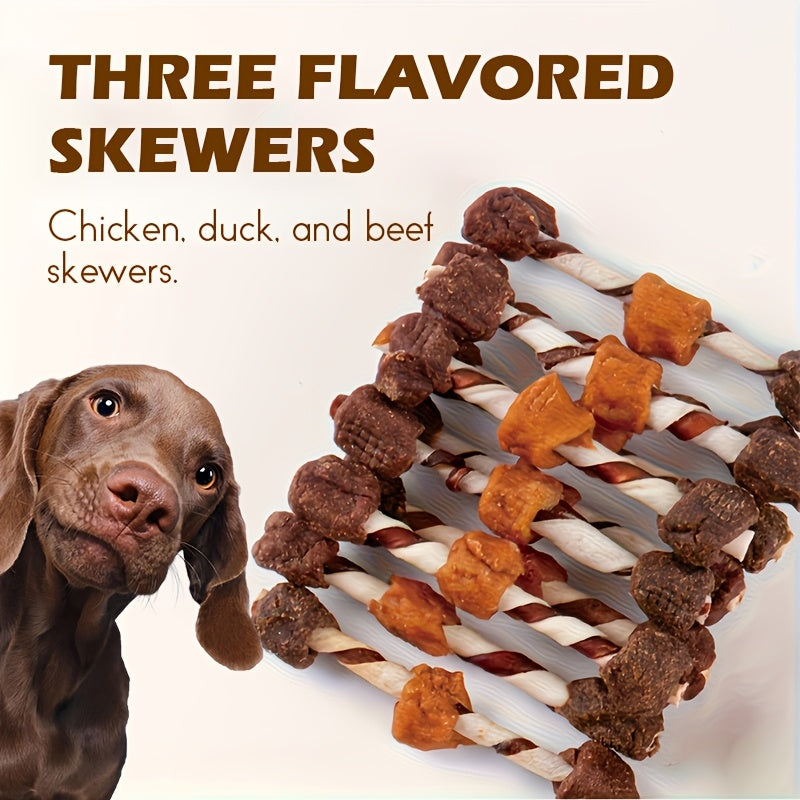 Dog Treat Skewers 155g, Chicken, Duck, Chicken Liver and Beef Roll Listed Flavor Mix, Chew Snacks for Supervised Rewards and Dog Gift Baskets