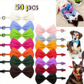 Pet Bow Tie Set 50 Pieces, Random Mixed Color Soft Fabric Dog and Cat Dress-Up Accessories for Grooming Finishes, Birthday Parties and Photo Sessions