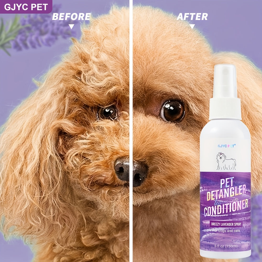 Dog Detangler Spray with Lavender Fragrance, 150ml Leave-In Conditioner and Tangle Remover for Everyday Coat Brushing and At-Home Dog Grooming