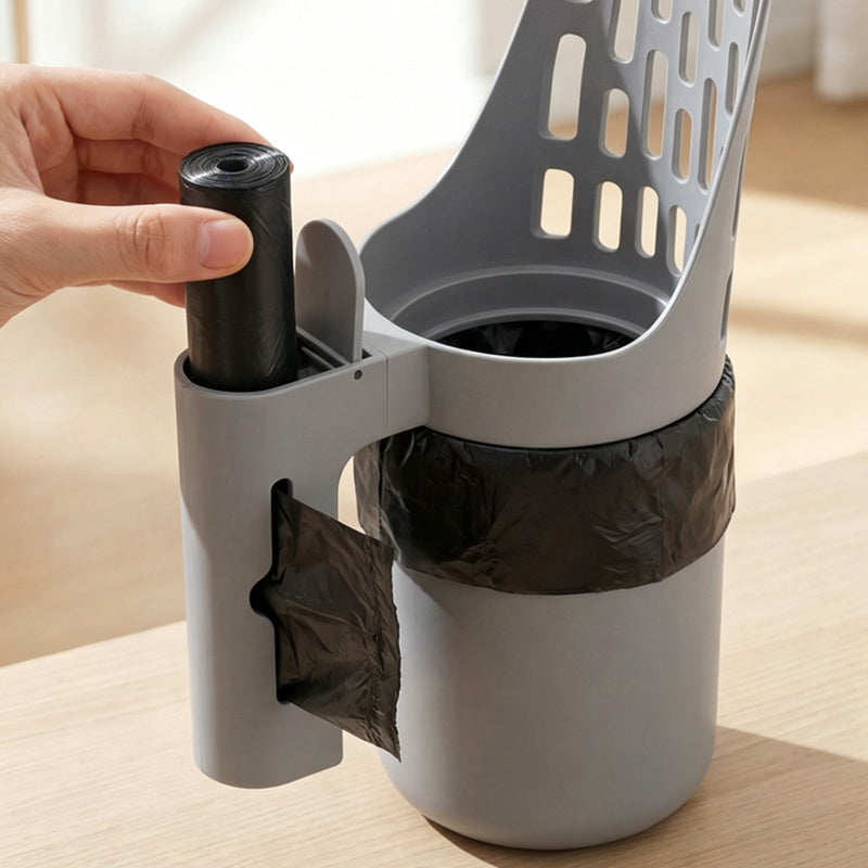 Large Capacity Cat Litter Scoop Set with 3 Garbage Bags, Durable Plastic Scooper with Ergonomic Handle and Easy-Clean Design for Daily Litter Box Care