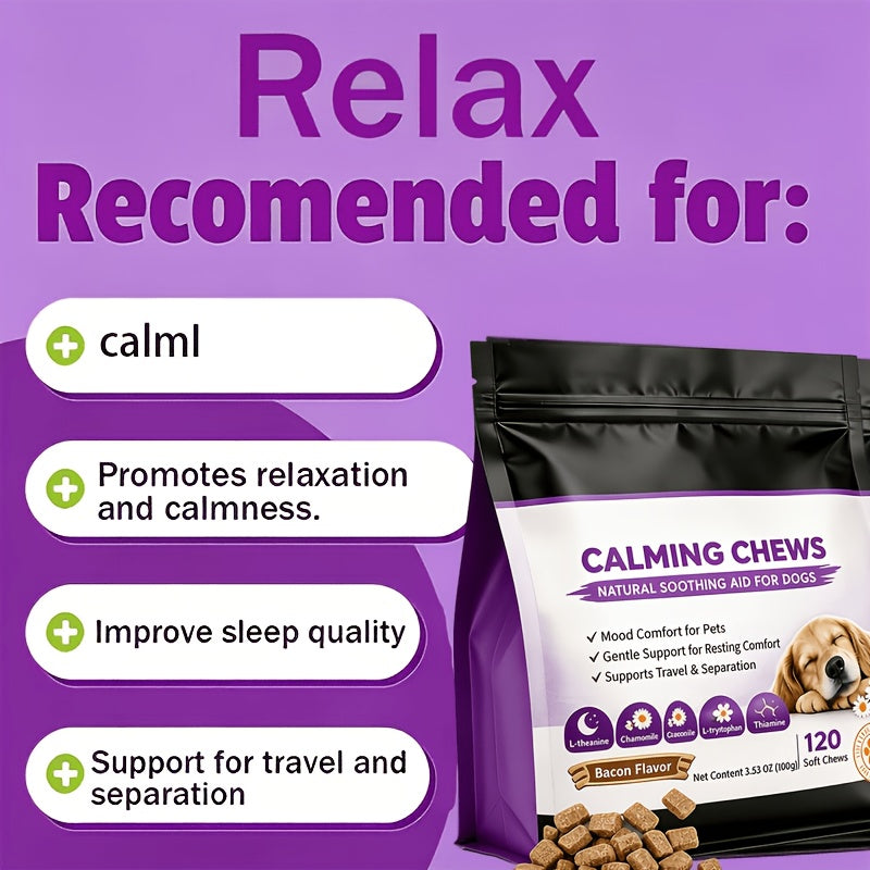 Pet Calming Soft Chews in Chicken Flavor, Bagged Supplement for Dogs and Cats with 1 or 2 Piece Options for Owner-Managed Wellness Routines