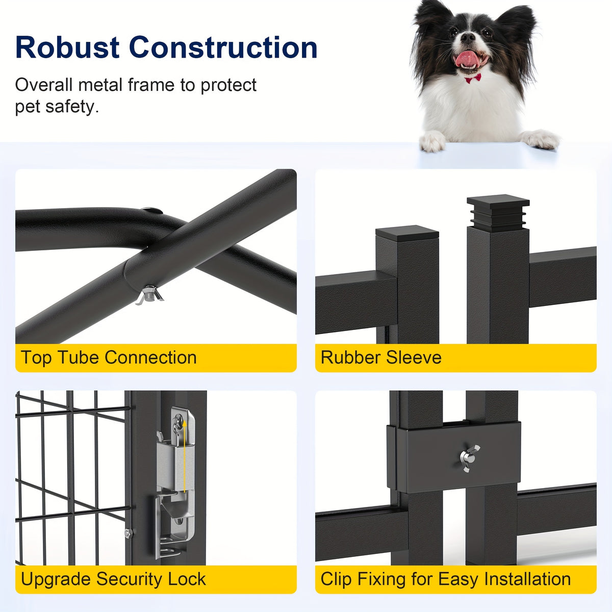 Outdoor Dog Run Enclosure with Roof Cover, Heavy-Duty Steel Mesh Kennel with Lockable Door and Ground Pegs, Four Size Options for Backyard and Farm