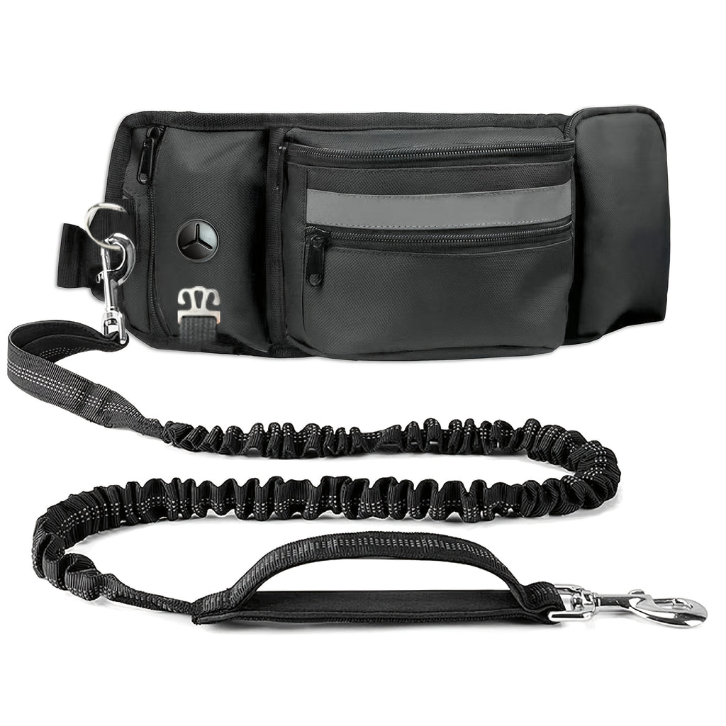 Hands Free Dog Leash for Two Dogs with Multifunctional Pouch, Bungee Lead and Dual Padded Handles for Large Dog Walking, Jogging and Running