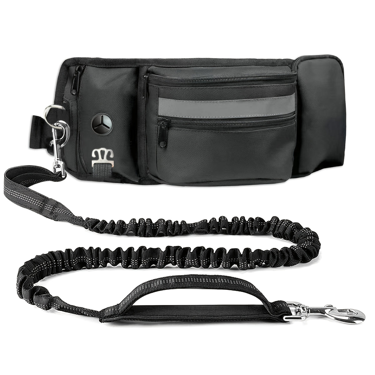 Hands Free Dog Leash for Two Dogs with Multifunctional Pouch, Bungee Lead and Dual Padded Handles for Large Dog Walking, Jogging and Running