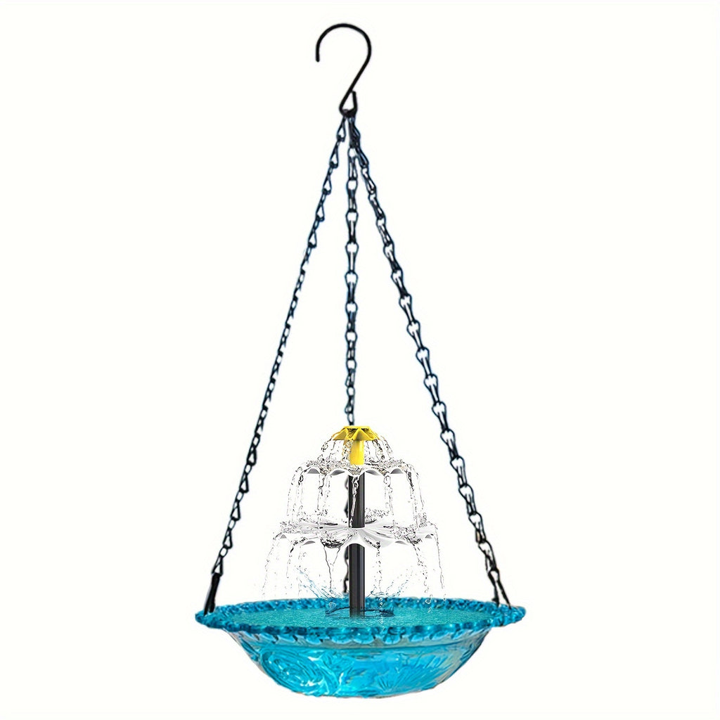 Solar Powered Bird Bath with 3-Tier Fountain Options, Detachable Recirculating Water Feature for Garden, Patio and Backyard Birdwatching
