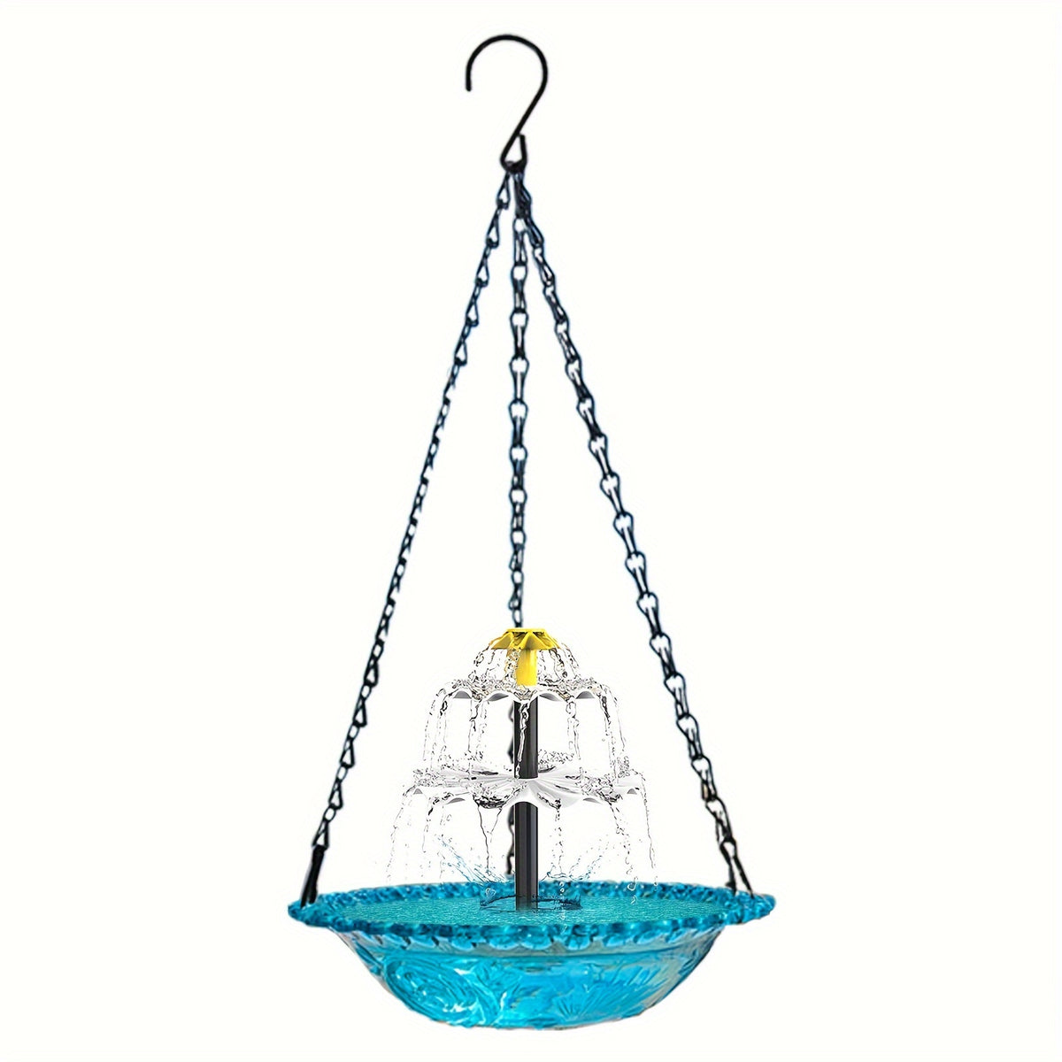 Solar Powered Bird Bath with 3-Tier Fountain Options, Detachable Recirculating Water Feature for Garden, Patio and Backyard Birdwatching