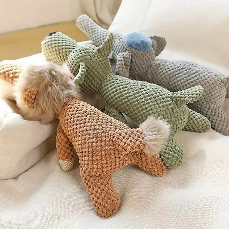 Textured Plush Dog Toys 3 Pack, Soft Animal-Shaped Puppy Play Companions for Supervised Gentle Chewing, Indoor Games and Dog Lover Gifts