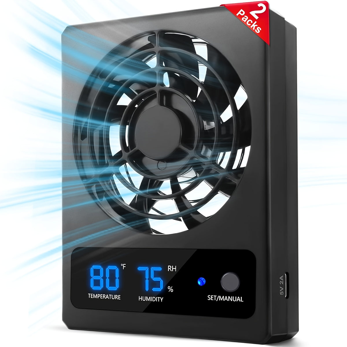 Reptile Climate Controller with Digital Thermometer and Hygrometer, Automatic Dehumidifying Ventilation Fan and High-Temperature Alarm for Terrariums