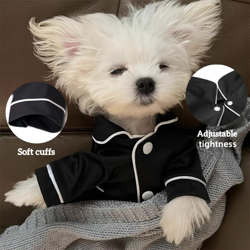 Dog Pajamas for Small Breeds, Soft Stretchable Breathable Pet Sleepwear in Black or Cute White Bear, XS to XL for Cozy Indoor Lounging