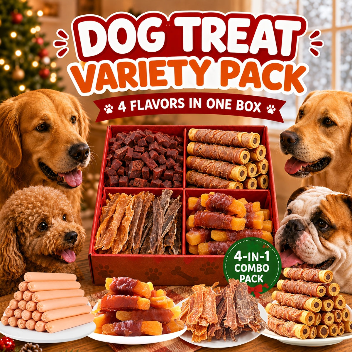 Dog Treat Variety Packs with Chicken and Duck Jerky Combo, Assorted Jerky and Sausage or Hot Dog Snack Options for Supervised Training Rewards