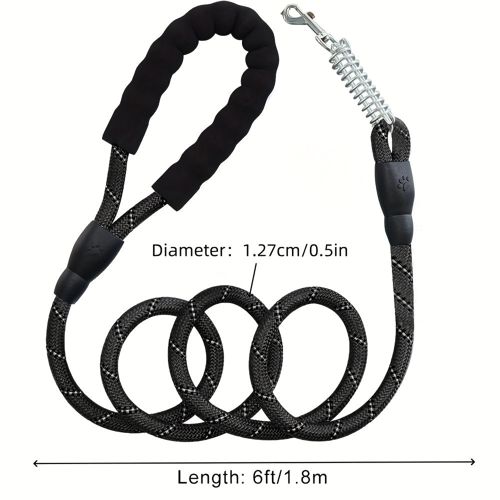 Braided Reflective Dog Leash for Daily Walks and Training, 1/2-Inch Rope Lead with 4, 5, 6, 10 and 15 Foot Options in Multiple Colors