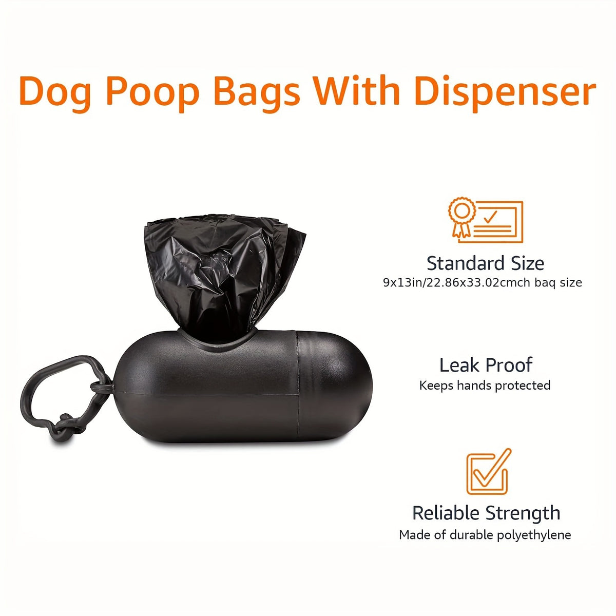Dog Poop Bag Dispenser with D-Ring and 900 Waste Bags, 60 Refill Rolls for Everyday Dog Walks, Park Visits and Outdoor Pet Cleanup