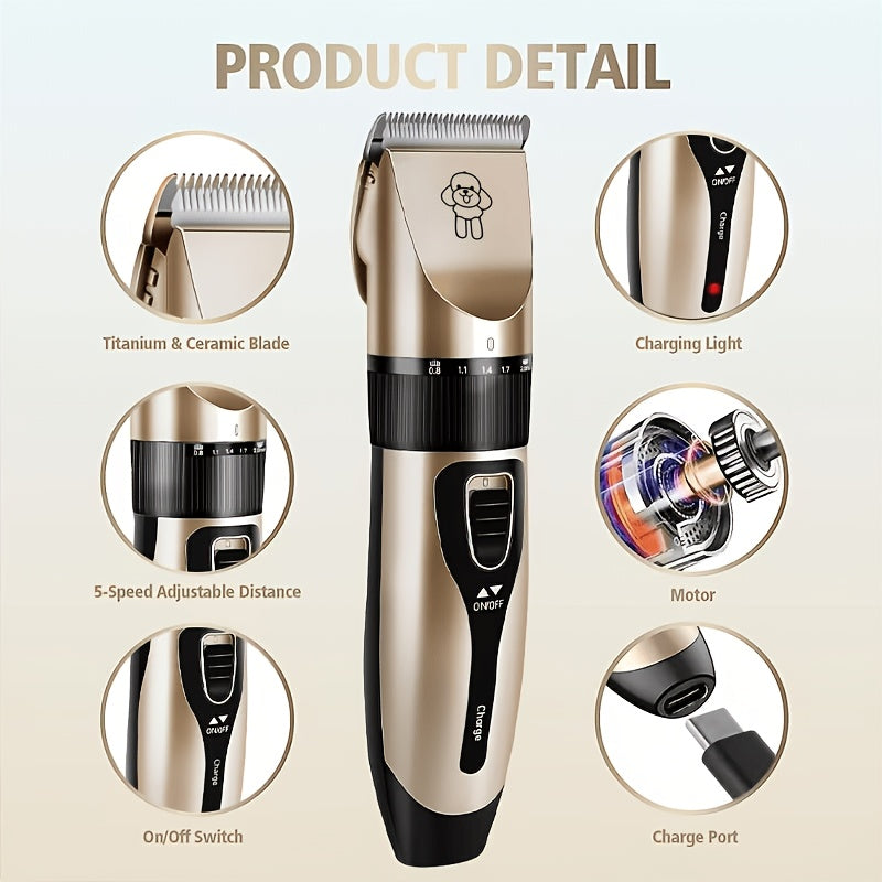 Pet Grooming Trimmer and Scissors Kit for Dogs and Cats, At-Home Hair Clipping Set with Curved Scissors Options for Small Dog and Puppy Coat Care
