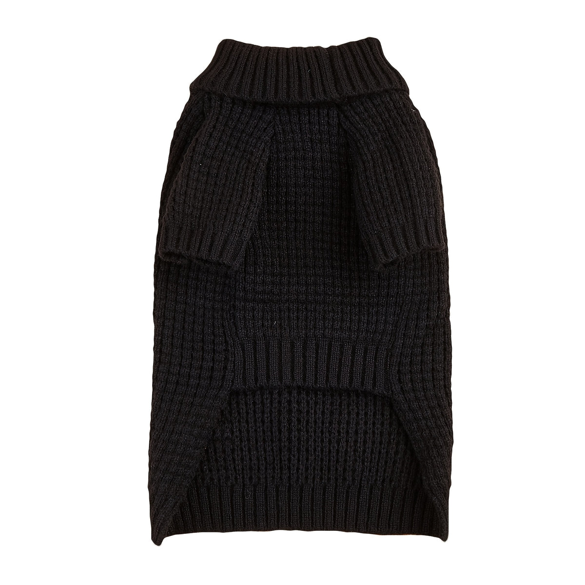 Black High Neck Pet Sweater with Ribbed Cuffs and Snap Buttons, Polyester Clothing for Dogs and Cats, XS M L XL XXL Options for Cool Weather
