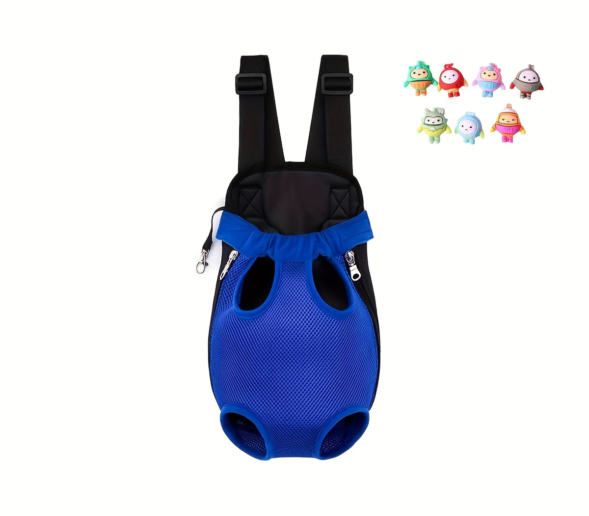 Pet Backpack with Adjustable Straps, Breathable Mesh Chest Carrier for Small Dogs and Cats, Zipper Closure and Random Plush Toy for Outdoor Trips
