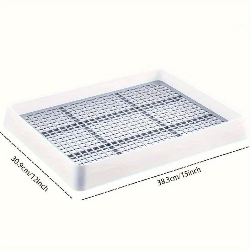 Rabbit Litter Box for Cage Corners, Gray and White Plastic Pet Toilet Tray for Indoor Bunny Potty Routines and Everyday Enclosure Cleaning