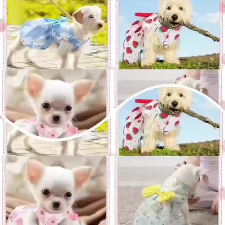 Floral Dog Dresses 5 Pack, Bow Princess Pet Clothes for Small Dogs, Puppies and Cats, Summer Dress-Up Outfits for Photos and Parties, XS–XXL