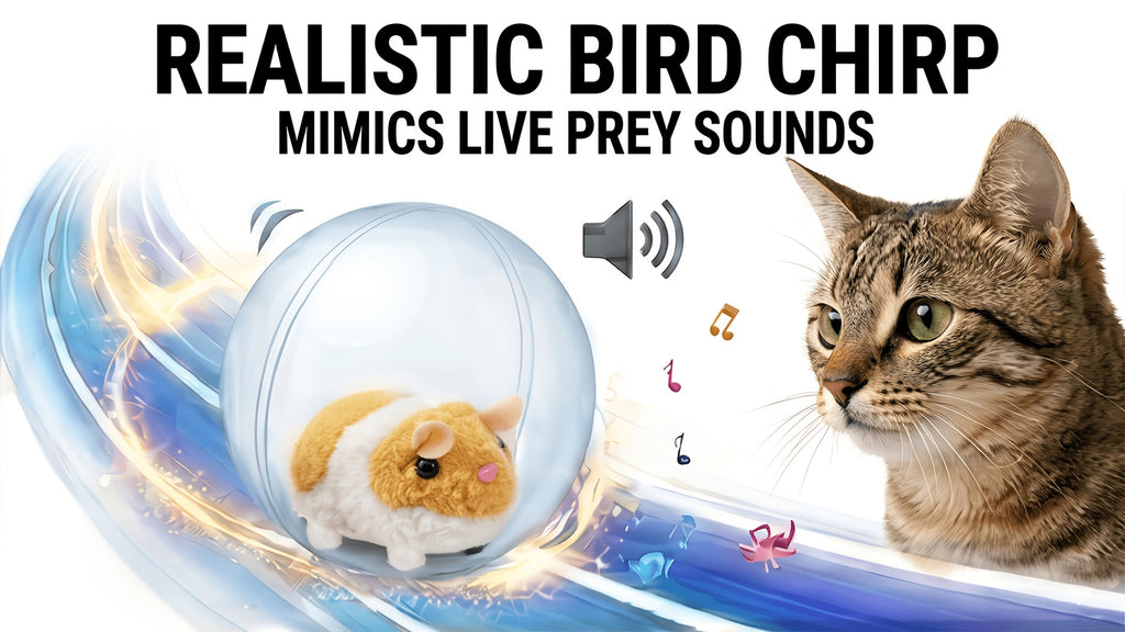 Motion Activated Cat Ball Toy, USB Powered Automatic Moving Pet Toy for Indoor Chase Play with Blue or Pink Rabbit and Squirrel Options