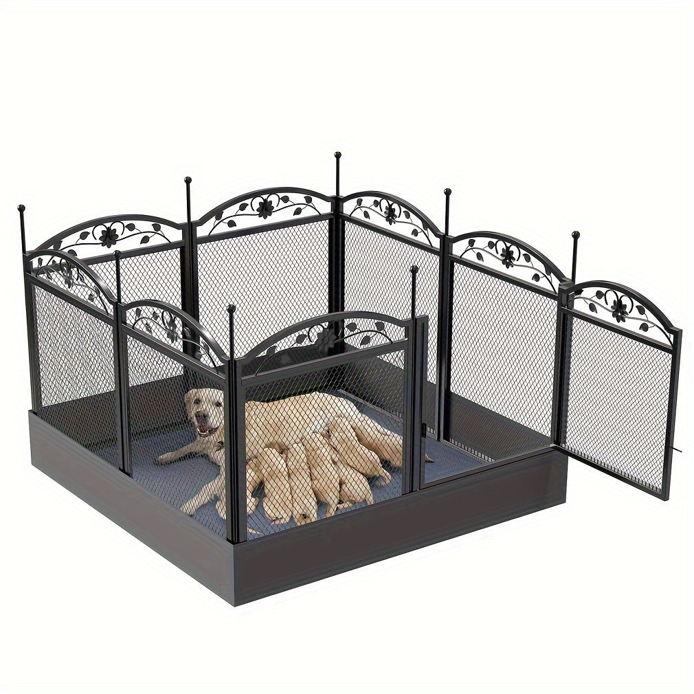 Dog Playpen with Waterproof Pad, 8-Panel Heavy Duty Metal Pet Fence with Door for Indoor Outdoor Puppy Training, Exercise and Large Dog Play Areas