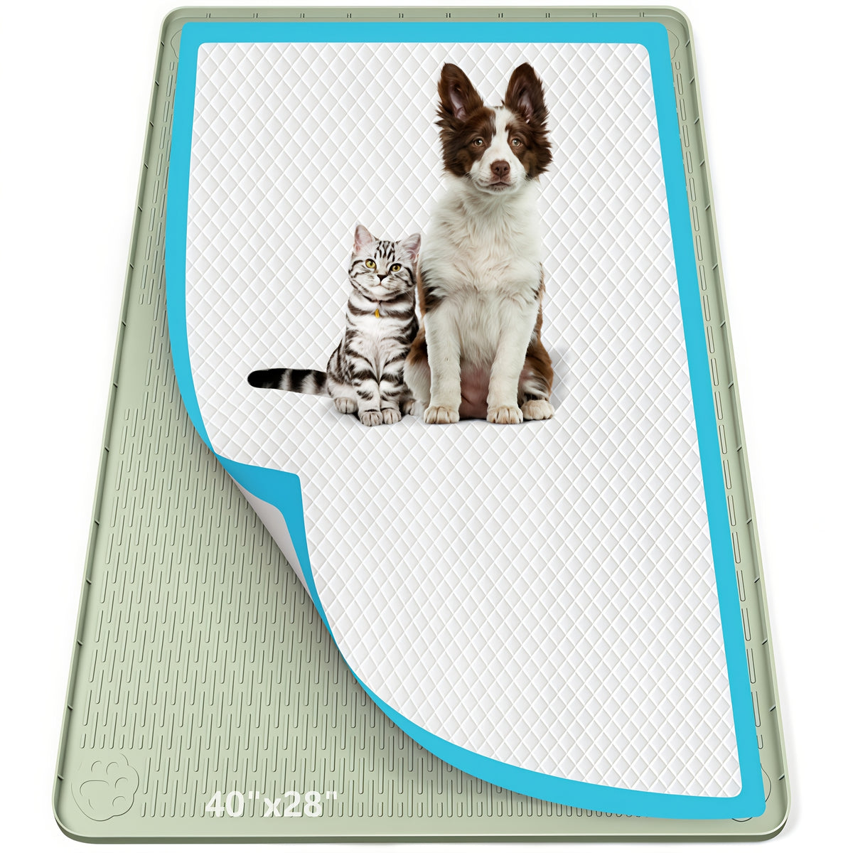 Silicone Pee Pad Holder for Dogs, Bartuke Washable Raised-Edge Training Pad Tray with Non-Slip Surface for Indoor Potty Routines, Pads Not Included
