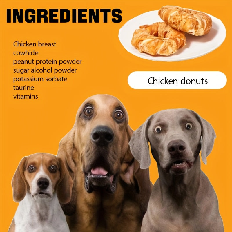 Dog Donut Chew Treats, Chicken or Duck Doughnut Snacks in 2 or 4 Pieces Plus 6-Piece Duck Option for Supervised Rewards and Dog Gift Baskets