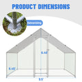 Spire Roof Chicken Coop Run with Metal Frame and Covered Section, Walk-In Outdoor Poultry Enclosure for Backyard Chickens and Ducks, Two Size Options