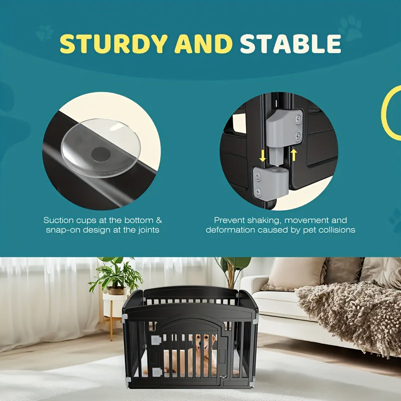 Portable Dog Playpen with Locking Door and Non-Slip Bottom, 4 or 6 Panel Lightweight Puppy Exercise Pen for Indoor and Outdoor Use