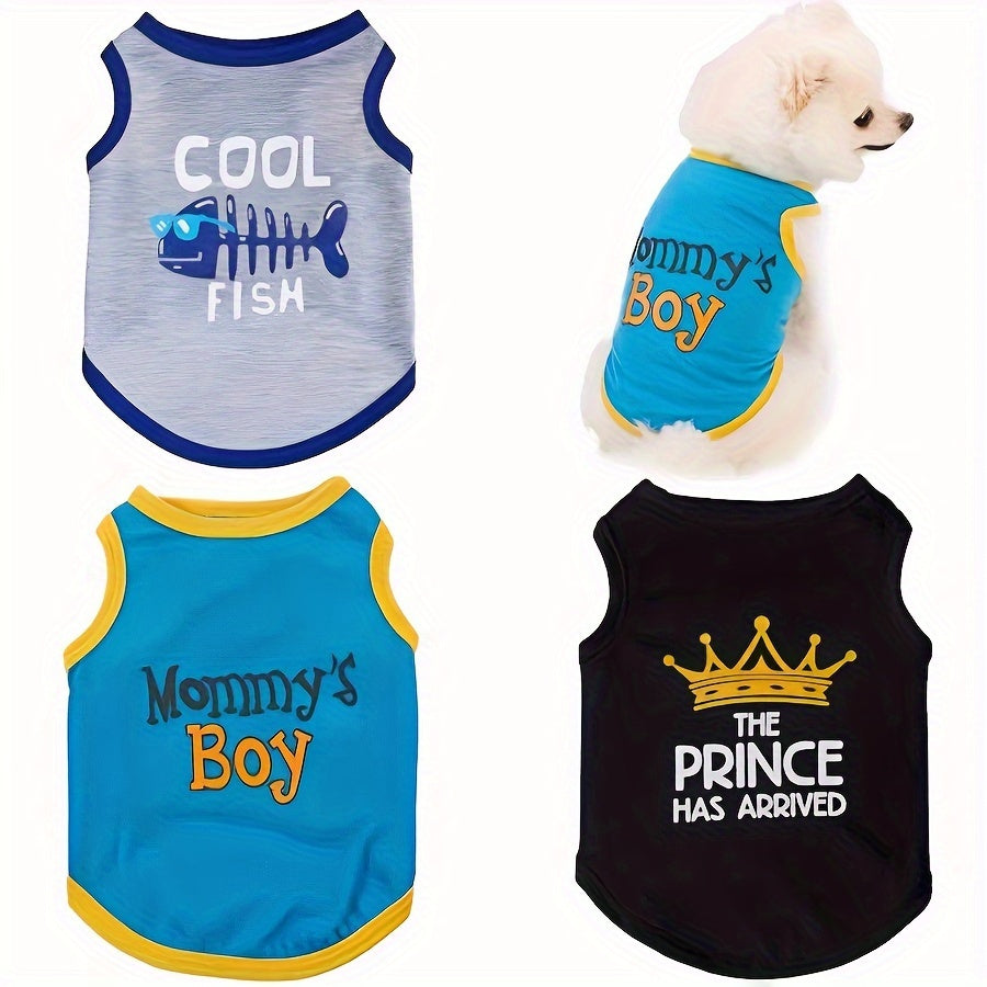Small Dog Shirts 3 Pack, Breathable Stretchy Printed Pet T-Shirts for Chihuahuas and Yorkies, Mixed-Color Summer Puppy Clothes for Daily Wear