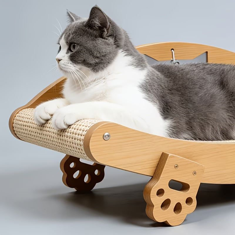Sisal Cat Scratcher Sofa with Toy Balls, Indoor Cat Scratching Bed and Lounge Chair for Daily Claw Scratching, Play and Rest, S or L