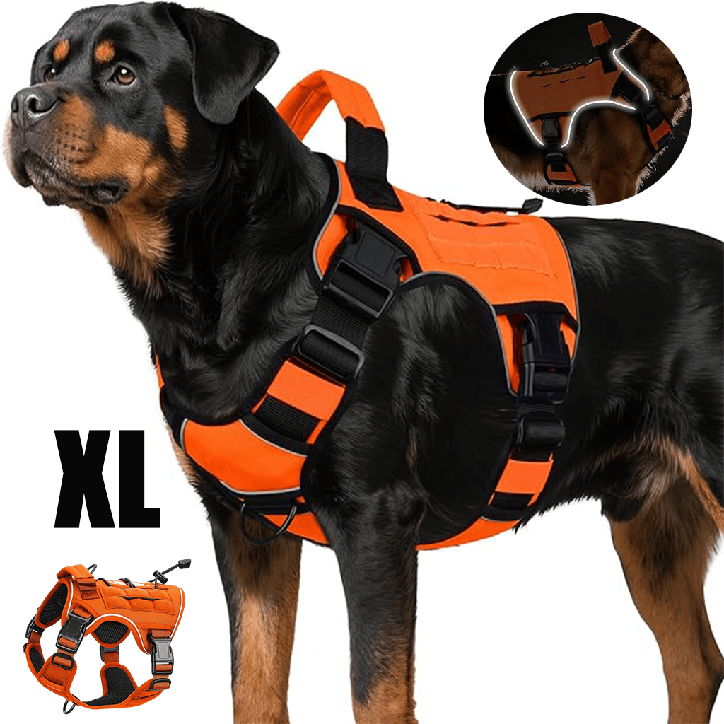 Tactical Dog Harness Vest with Adjustable Reflective Design, Machine Washable Outdoor Walking and Obedience Training Gear in S, M, L and XL