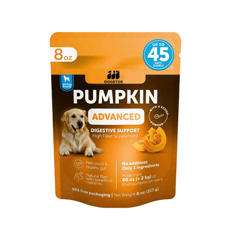 Pumpkin for Dogs Digestive Support Powder, High Fiber Pumpkin Supplement with Scoop for Firm Stools and Gut Health, 8 oz Bag for All Breeds