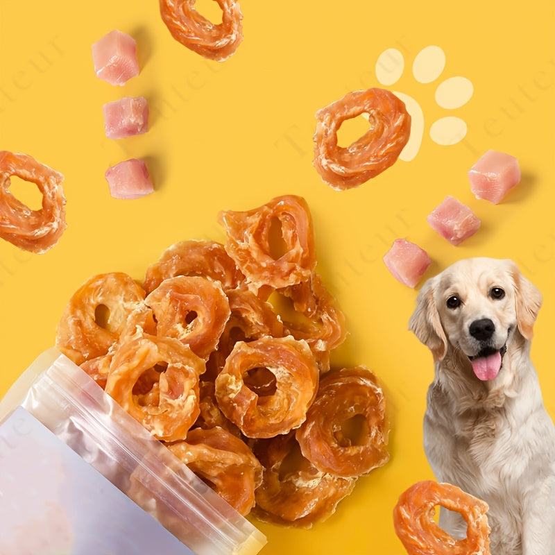 Chicken Ring Dog Treats, 120g / 4.23oz Crunchy Chicken Breast Snacks for Supervised Training Rewards, Everyday Treat Time and Dog Lover Gifts
