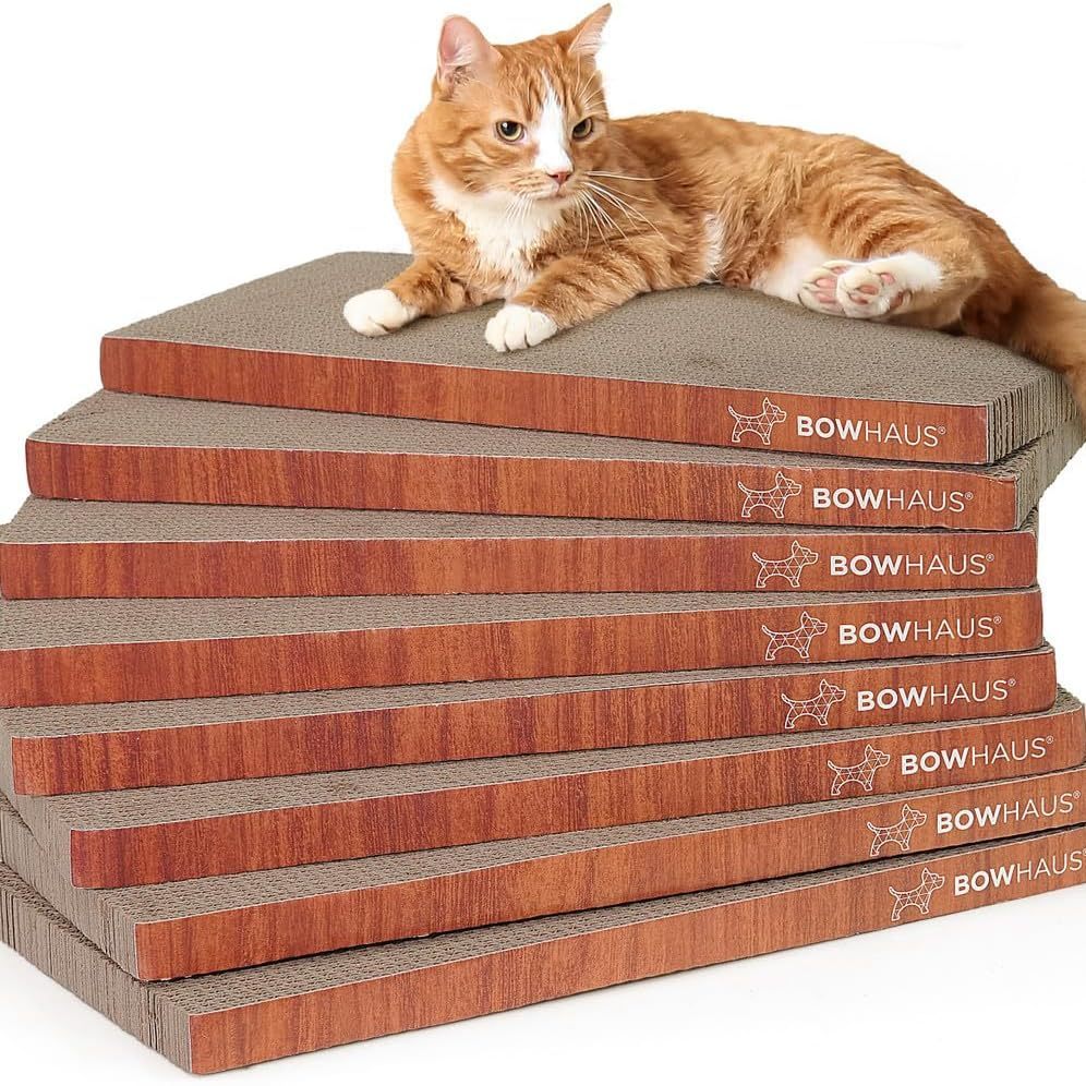 Reversible Cat Scratcher Lounger for Indoor Cats, Large Scratching Pad for Daily Stretching and Rest, Basic 8-Piece or Curved 1-Piece Options