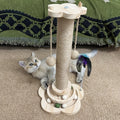 Cat Scratching Post with Ball Track, 18.1 Inch Sisal Scratcher with Hanging Balls and Feather Toy for Indoor Cats and Kittens, Brown