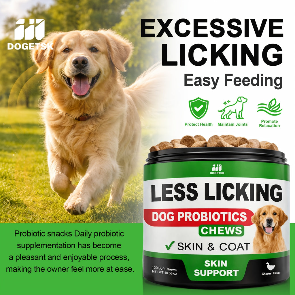 Dog Probiotic Chews Chicken Flavor, 120 Soft Chews per Container with Skin and Coat Care Labeling, Canine Supplement in 1 or 2 Unit Options