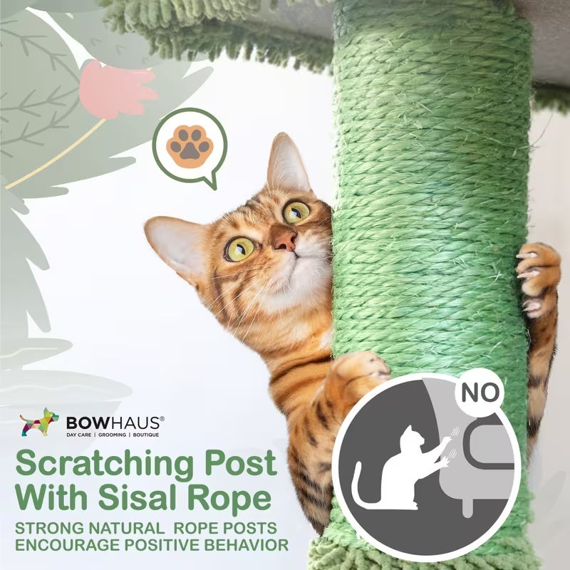 Cactus Cat Tower with Widened Perch and Scratching Posts, Multi-Level Indoor Cat Furniture in 37, 40, 58 or 70 Inch Size Options for Play and Rest