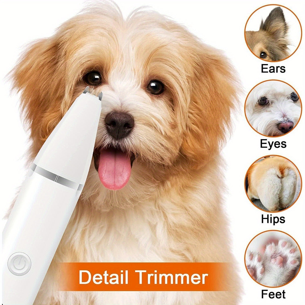 Dog Paw Trimmer and Nail Grinder Set, Rechargeable Cordless Low-Noise Pet Hair Clippers with Interchangeable Heads for Cats and Dogs