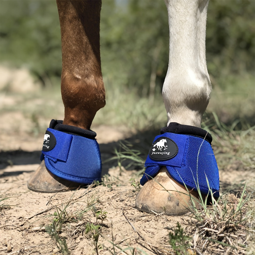 No-Turn Horse Bell Boots Pair, Protective Equine Hoof Boots in Small, Medium and Large with Black, White, Royal Blue and Red Color Options