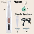 Low-Noise Pet Hair Clippers with LED Light, 4-Piece Cat and Small Dog Grooming Kit with USB Cable, Cleaning Brush and Bell for Home Trimming