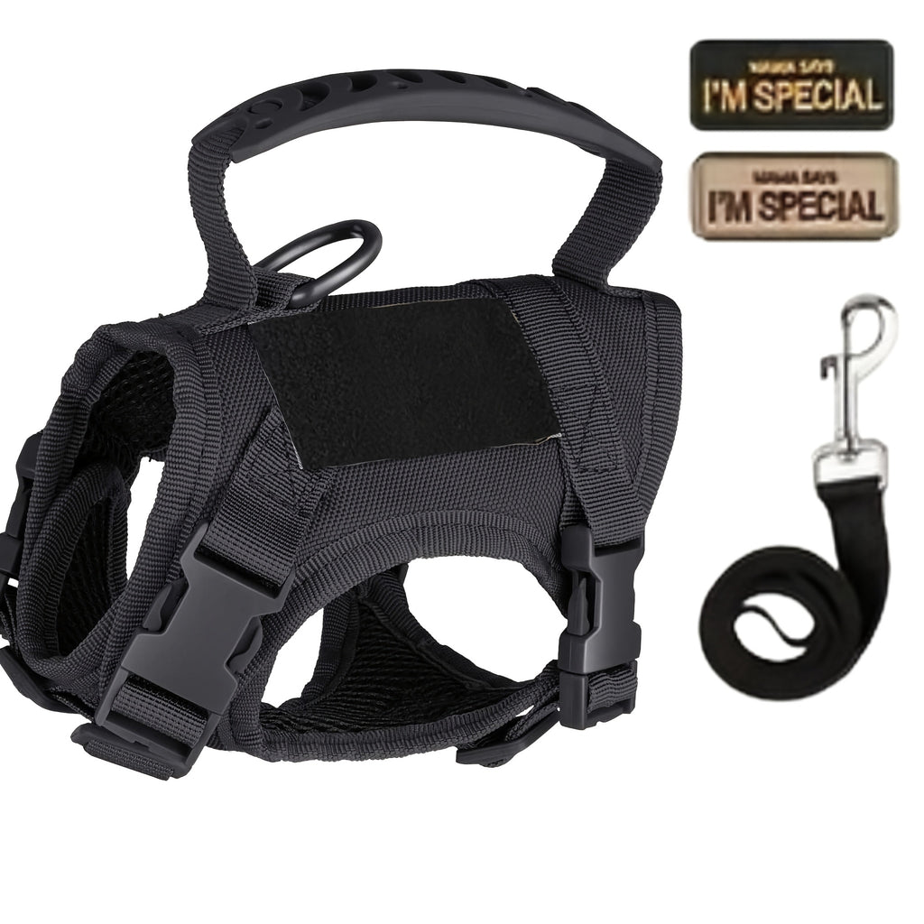 Cat Vest with Rubber Handle, Adjustable Tactical Nylon Pet Vest with Mesh Padding and Quick-Release Buckle for Large Cats and Small Dogs